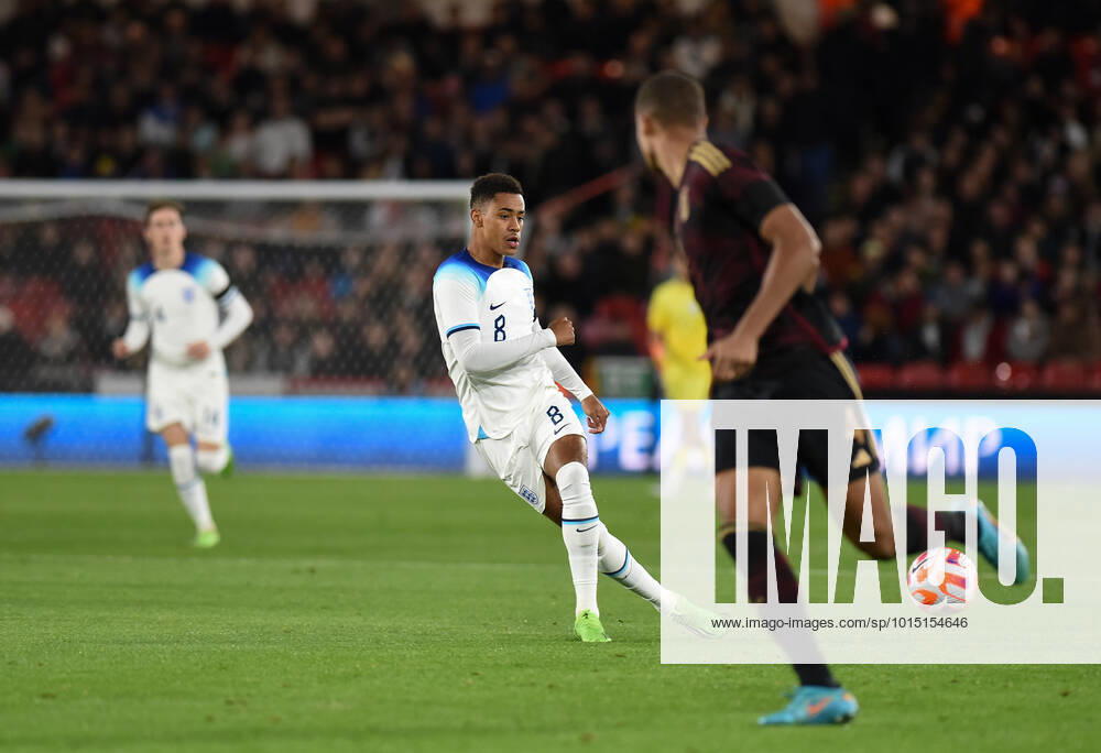 Jacob Ramsey (Aston Villa) of England U21, U 21 during the International Friendly, L?nderspiel, Nationalmannschaft match between England U21 and Germany U21 at Bramall Lane, Sheffield, England on 27 September 2022.