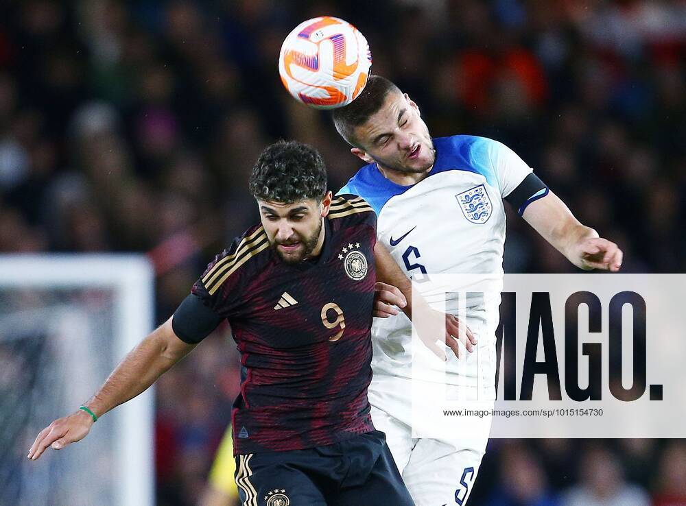 Mandatory Credit: Photo by Matt West Shutterstock (13423132j) Taylor Harwood-Bellis of England and Reda Khadra of Germany England U21, U 21 v Germany U21, Friendly, International Football, Bramall Lane, Sheffield, UK - 27 Sep 2022 England U21 v Germany U21, Friendly, International Football, Bramall Lane, Sheffield, UK - 27 Sep 2022