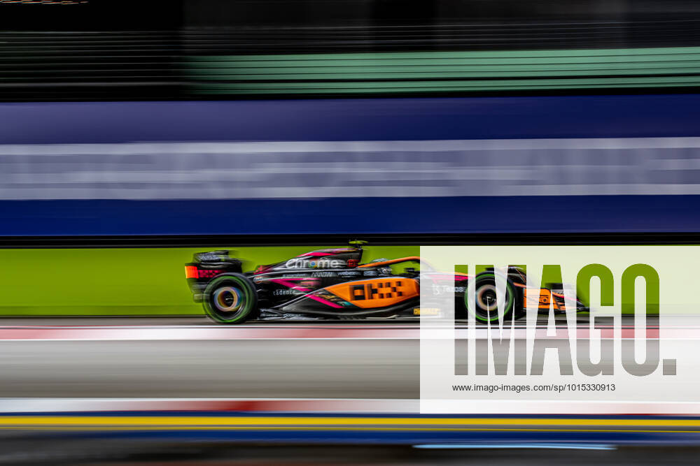MARINA BAY, SINGAPORE: Lando Norris, racing for the McLaren F1 team during the 2022 Formula 1 Singapore Grand Prix at the Marina Bay Street Circuit in Marina Bay, Singapore.