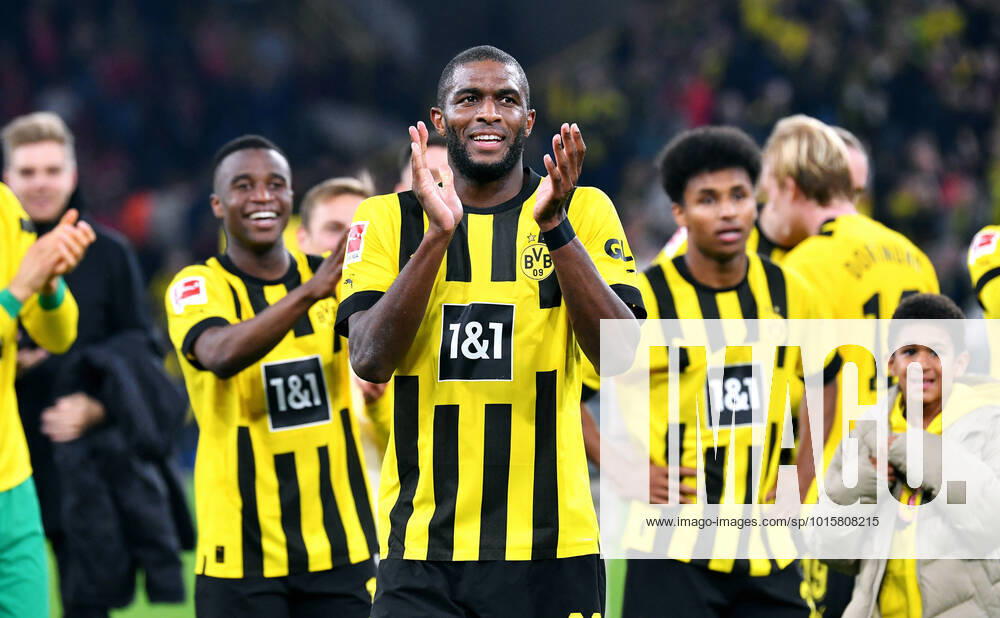 Football, Bundesliga, Germany, men, season 2022 2023, 9 matchday, Signal Iduna Park Dortmund Bor Dortmund yellow FC Bayern Munich red 2 2 final cheer Anthony Modeste BVB jubilation, joy, action DFB DFL REGULATIONS PROHIBIT ANY USE OF PHOTOGRAPHS AS IMAGE SEQUENCES AND OR QUASI VIDEO