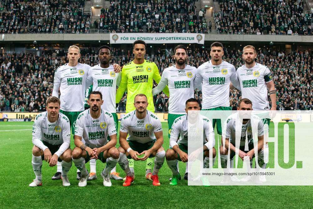 Hammarbys starting eleven for the football match in the Allsvenskan between Hammarby and Varberg on October 10, 2022 in Stockholm,