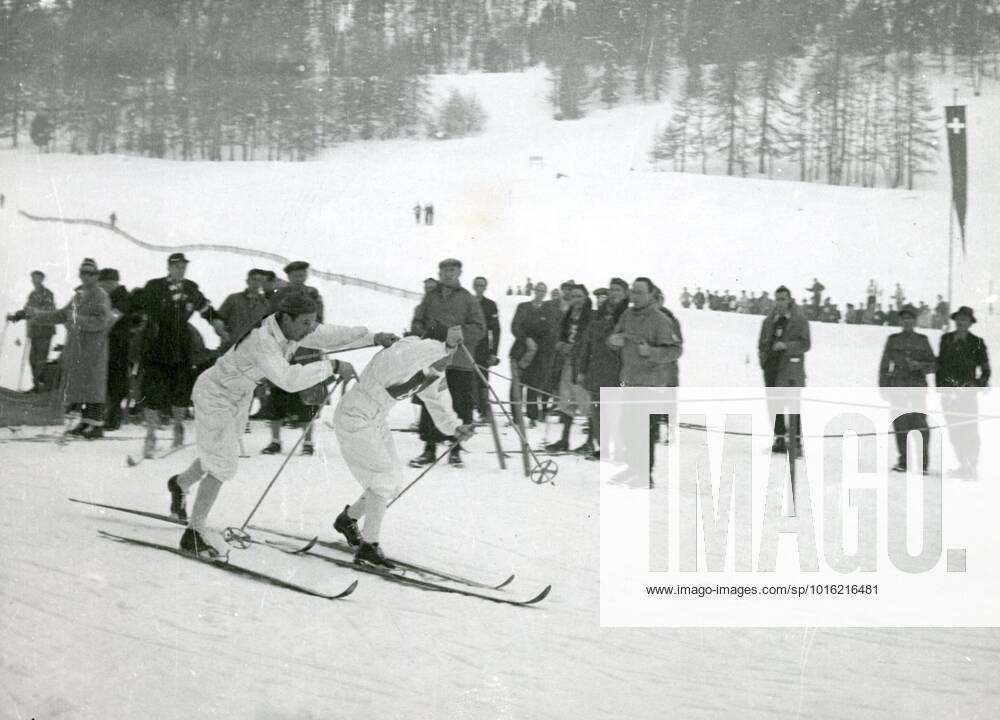 St Moritz 1948 Relay 4x10 km in the Olympic Games in St Moritz Nils Östensson tv wins the first relay leg by a full 1.55 min and sends Nils Täpp off on the second leg The margin of victory for Finland was almost nine min SWITZERLAND SKIDOR