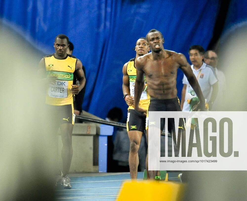 DAEGU 2011 08 28 Jamaicas Yohan Blake surprisingly became world champion at 100 meters on Sunday in the World Athletics Championships in Daegu, South Korea after the big favorite, the Jamaican Usain Bolt, was disqualified after a false start Image free for subscribers with the SPORT PACKAGE For others PAID IMAGE Photo Jonas Ekströmer SCANPIX code 10030 DAEGU SOUTH KOREA