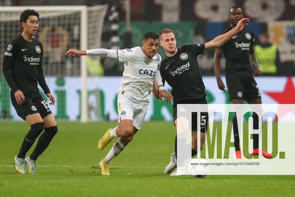 UEFA Champions League Eintracht Frankfurt Olympique Marseille on 26 10 2022 at Deutsche Bank Park in Frankfurt Alexis Sanchez Marseille 70 vs Hrvoje Smolcic Frankfurt 5 MH