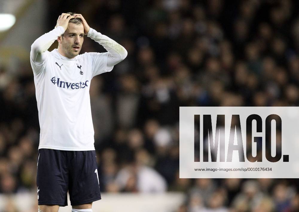 Tottenhams Rafael Van Der Vaart looks on as Boltons Fabrice Muamba collapses Tottenham v Bolton, FA Cup Quarter Final sponsored by Budweiser, at White Hart Lane, London. 17th March 2012 .