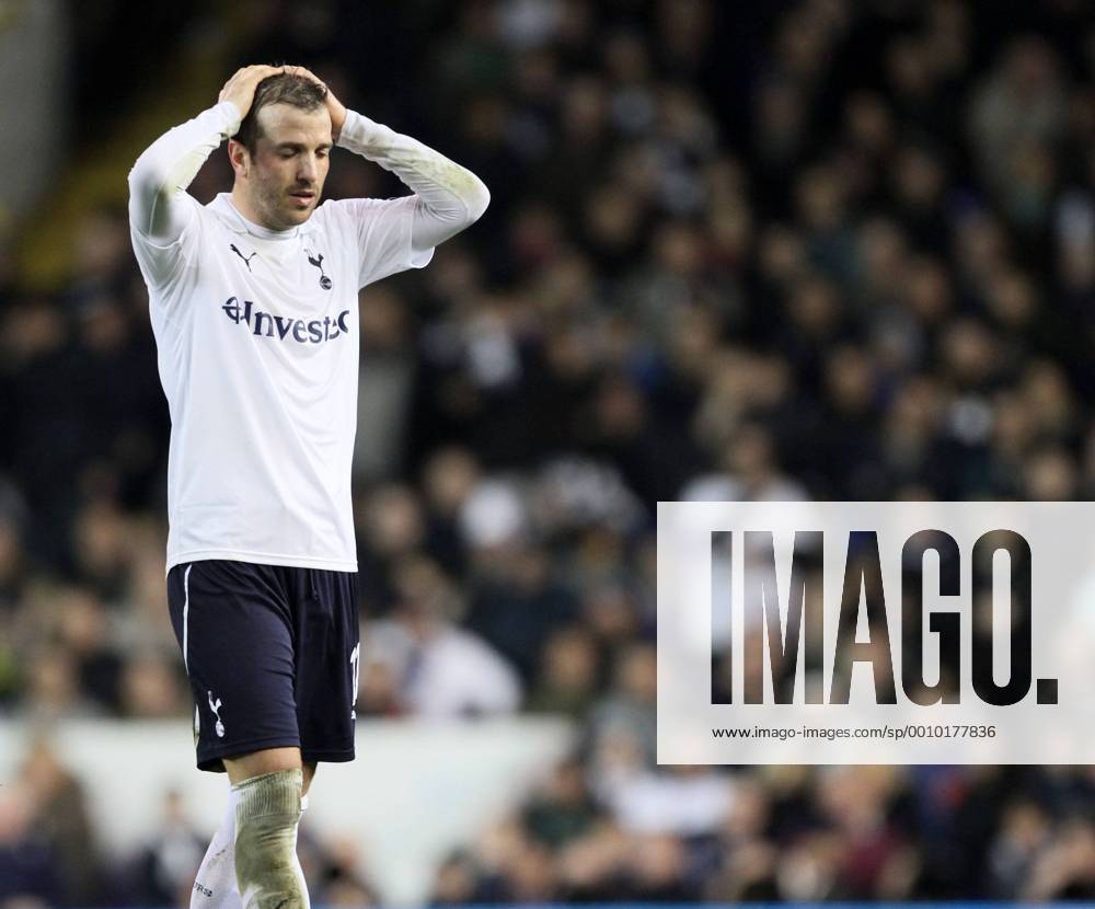 Tottenhams Rafael Van Der Vaart looks on as Boltons Fabrice Muamba collapses - Tottenham Hotspur vs. Bolton Wanderers - FA Cup QuarterFinal at White Hart Lane, London. 17th March 2012 .