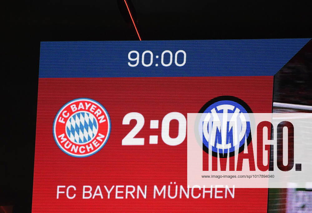 football UEFA Champions League, FC Bayern Muenchen Inter Milan, v l scoreboard score 2 0 Muenchen