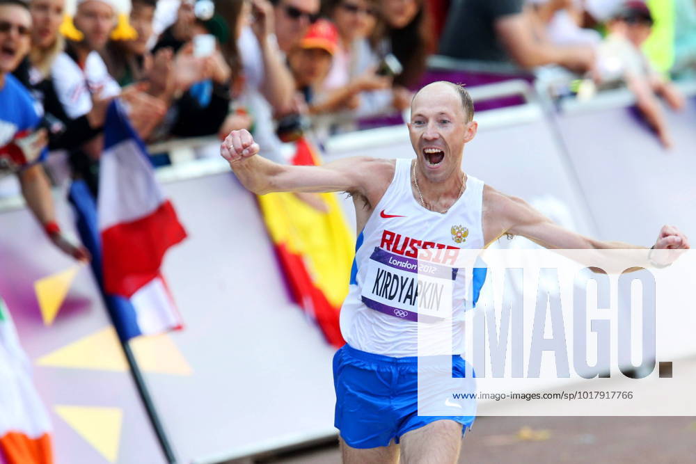 London, England 20120811 London 2012 Summer Olympics London 2012 Olympic Games Race Walk athlete Sergey Kirdyapkin from Russia wins the 50 km Race Walk at the Mall in London Saturday London UK