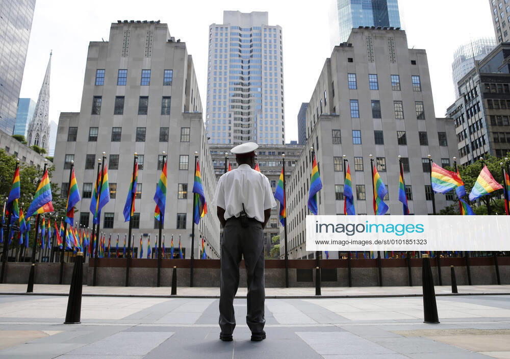Rainbow flags surround The Rink at Rockefeller Center which remains void of almost all pedestrians on Friday, June 26, 2020. More than 100 rainbow-colored flags line the Rink at Rockefeller Center and will remain in place through Sunday, June 28 leading up to the NYC Pride March. New York City entered phase 2 of a four-part reopening plan Monday after being closed for 3 months due to COVID-19. NYP20200626207 JOHNxANGELILLO