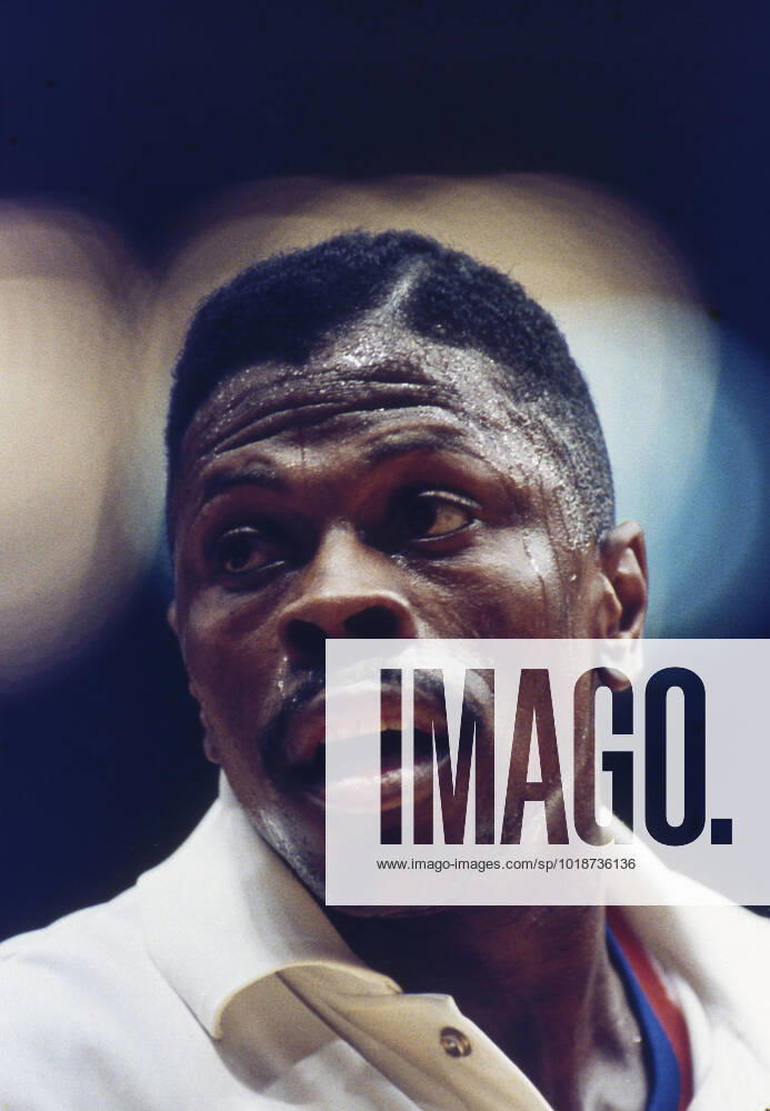 Portrait of Patrcik Ewing of the Knicks during a game at Madison Square Garden in 1989.