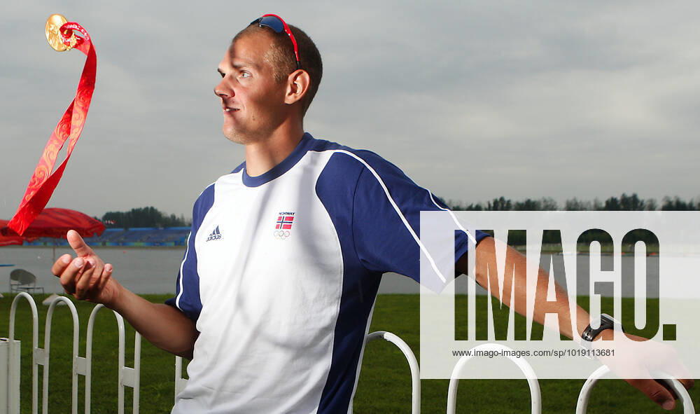 BEIJING, CHINA 20080817 20 hours after his gold race, norwegian rower Olaf Tufte is back at the Shunyi Olympic Rowing Park Finaly he has time to reflect on winning anthother gold medal and to consider his future Saturday, Tufte took the gold medal in the men s single sculls rowing competion during the Beijing 2008 Olympic Games BEIJING CHINA PICTURES