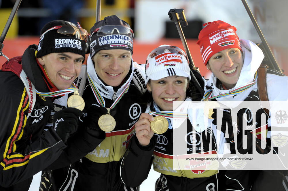 ÖSTERSUND 20080212 IBU WORLD CHAMPIONSHIPS BIATHLON ÖSTERSUND mixed relay German team Michael Greis, Andreas Birnbacher, Magdalena Neuner and Sabrina Buccholz took the gold medal ÖSTERSUND SWEDEN