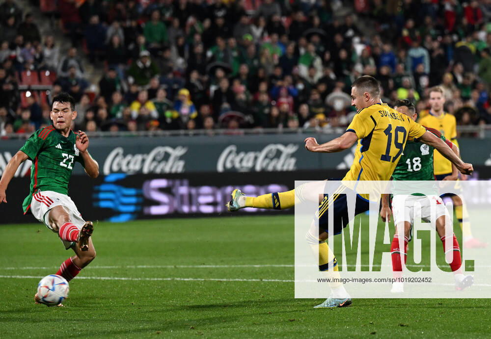 GIRONA 20221116 Swedens Mattias Svanberg scores the winning goal 2 1 during the international match between Sweden and Mexico at Estadi Montilivi in Girona GIRONA SPAIN FOOTBALL