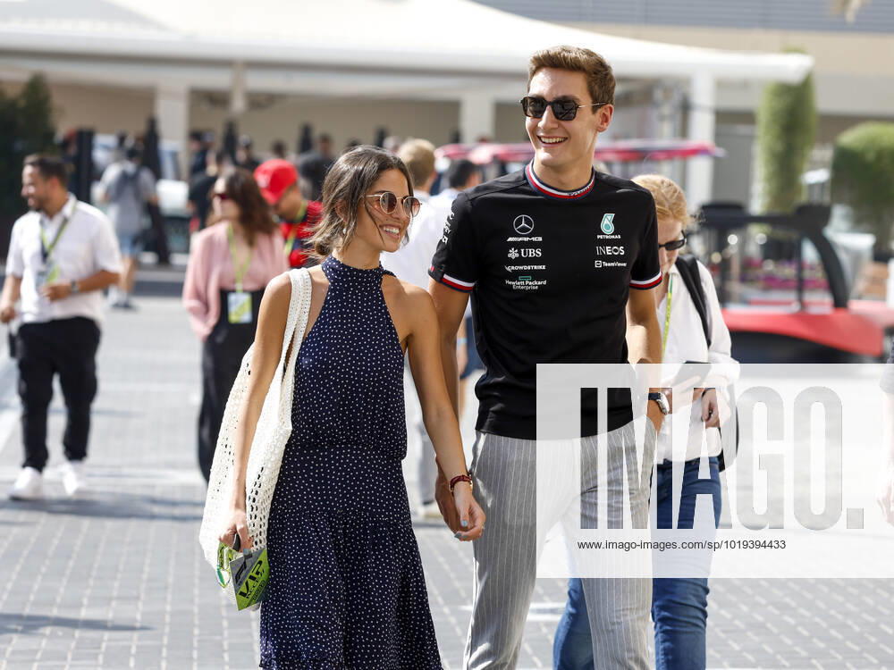 63 George Russell GBR, Mercedes AMG Petronas F1 Team and his girlfriend Carmen Montero Mundt, F1 Grand Prix of Abu Dhabi at Yas Marina Circuit on November 19, 2022 in Abu Dhabi, United Arab Emirates Photo by HOCH ZWEI Abu Dhabi United Arab Emirates