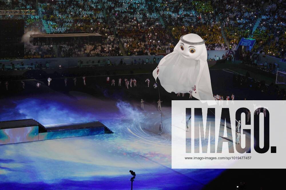 KW46 Football: World Cup opening day La eeb, the mascot of the 2022 FIFA World Cup, WM, Weltmeisterschaft, Fussball floats in the air during the opening ceremony of the football World Cup at Al Bayt Stadium in Al Khor, Qatar on Nov. 20, 2022. A14AA0001357798P