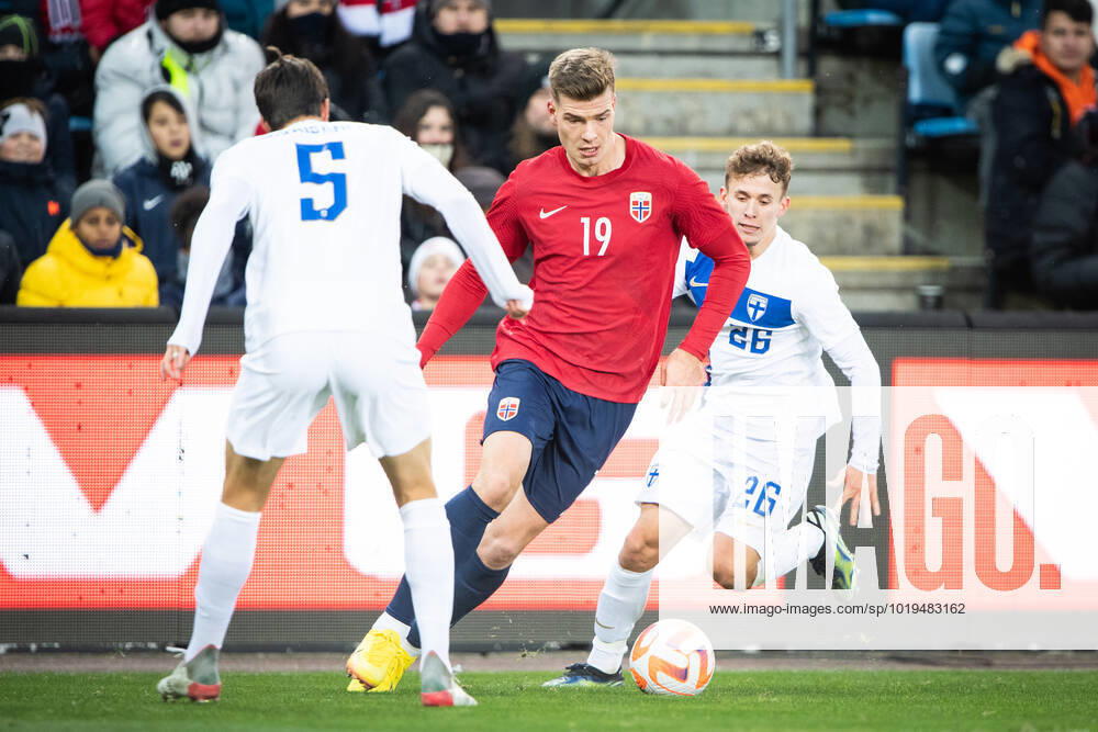 Norway v Finland, football friendly, Oslo, Norway Oslo, Norway. 20th, November 2022. Alexander Sorloth (19) of Norway seen during the football friendly match between Norway and Finland at Ullevaal Stadion in Oslo. Oslo Norway