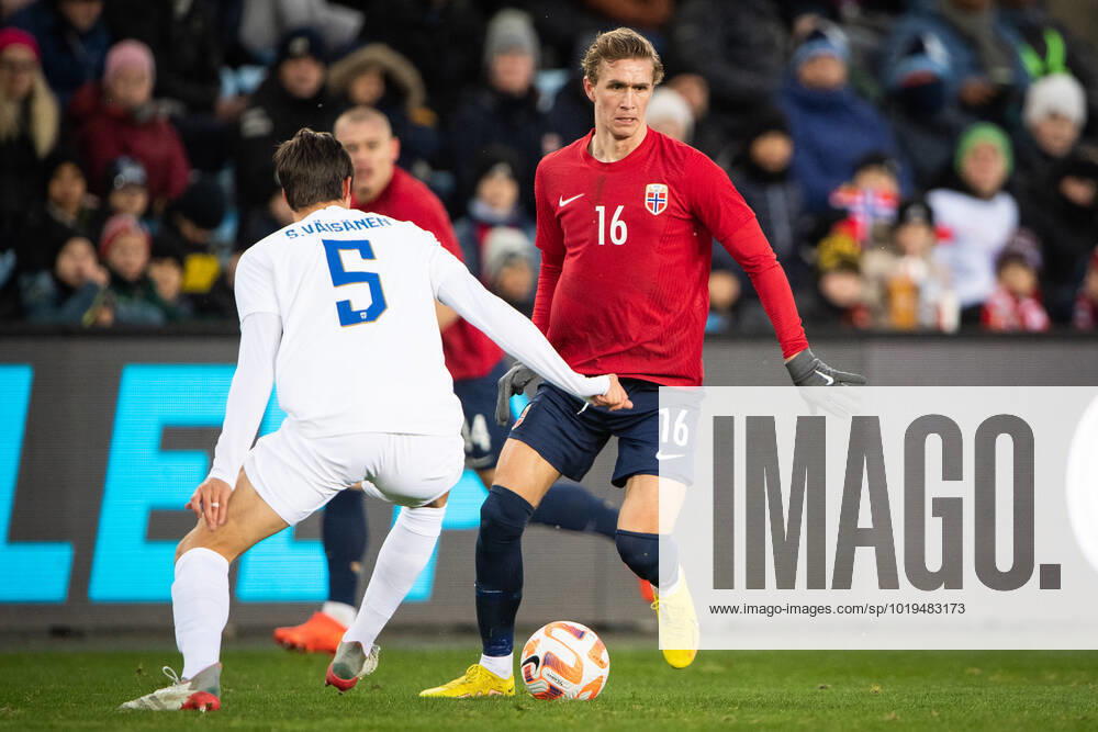 Norway v Finland, football friendly, Oslo, Norway Oslo, Norway. 20th, November 2022. Ola Solbakken (16) of Norway seen during the football friendly match between Norway and Finland at Ullevaal Stadion in Oslo. Oslo Norway