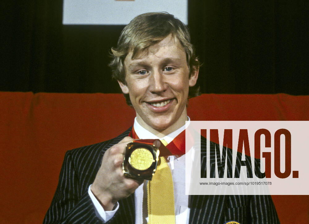 ARCHIVE 1984 02 13 Swedish cross-country skier Gunde Svan shows off his gold medal at the awards ceremony after winning the 15 km cross-country skiing event at the Winter Olympics in Sarajevo, Yugoslavia 13th February 1984 Sarajevo Bosnia Hercegovina