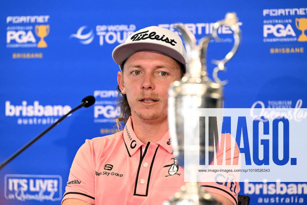 PGA, Golf Herren CHAMPIONSHIP PRESSERS, Cameron Smith is seen with the British Open trophy during a press conference, PK, Pressekonferenz ahead of the 2022 Australian PGA Championship, at Royal Queensland Golf Club in Brisbane, Tuesday, November 22, 2022. ( NO ARCHIVING, , NO USE IN BOOKS WITHOUT CONSENT BRISBANE QUEENSLAND AUSTRALIA