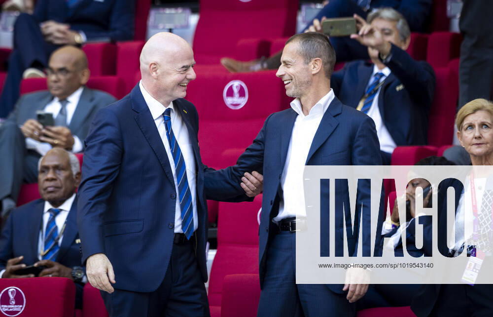 Doha, Qatar 21st Nov, 2022 FIFA president Giovanni Infantino L UEFA president Aleksander Ceferin England Iran World Cup 2022 in Qatar 21 11 2022 Credit Moritz Müller