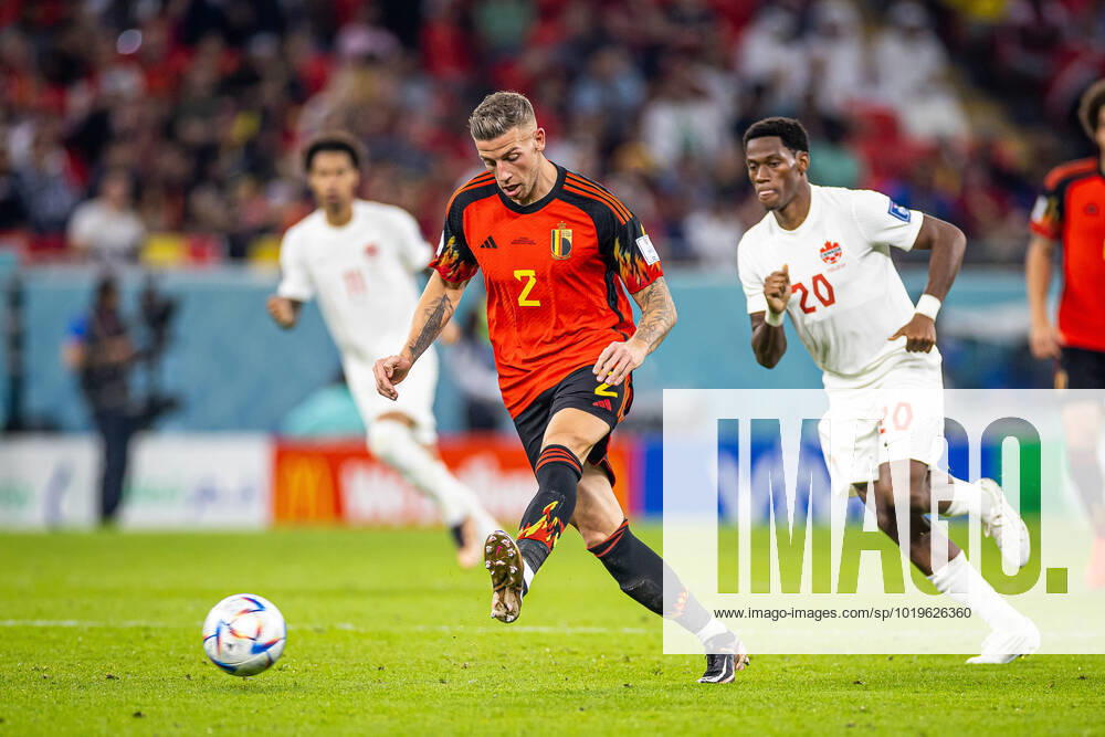 DOHA, KATAR, AHMAD BIN ALI STADIUM, PILKA NOZNA MISTRZOSTWA SWIATA W PILCE NOZNEJ KATAR 2022 ( FIFA World Cup, WM, Weltmeisterschaft, Fussball QATAR 2022 ) MECZ BELGIA - KANADA GAME BELGIUM - CANADA NZ TOBY ALDERWEIRELD FOTO LUKASZ SKWIOT CYFRASPORT NEWSPIX.PL --- Newspix.pl 20221123CSLS162