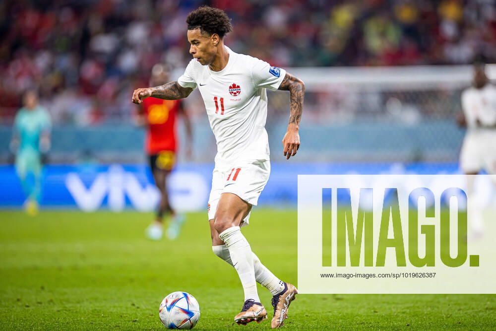 DOHA, KATAR, AHMAD BIN ALI STADIUM, PILKA NOZNA MISTRZOSTWA SWIATA W PILCE NOZNEJ KATAR 2022 ( FIFA World Cup, WM, Weltmeisterschaft, Fussball QATAR 2022 ) MECZ BELGIA - KANADA GAME BELGIUM - CANADA NZ TAJON BUCHANAN FOTO LUKASZ SKWIOT CYFRASPORT NEWSPIX.PL --- Newspix.pl 20221123CSLS185
