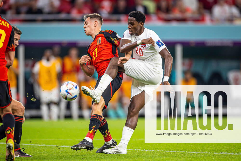 DOHA, KATAR, AHMAD BIN ALI STADIUM, PILKA NOZNA MISTRZOSTWA SWIATA W PILCE NOZNEJ KATAR 2022 ( FIFA World Cup, WM, Weltmeisterschaft, Fussball QATAR 2022 ) MECZ BELGIA - KANADA GAME BELGIUM - CANADA NZ JONATHAN DAVID LEANDRO TROSSARD FOTO LUKASZ SKWIOT CYFRASPORT NEWSPIX.PL --- Newspix.pl 20221123CSLS192
