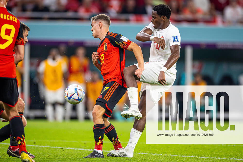 DOHA, KATAR, AHMAD BIN ALI STADIUM, PILKA NOZNA MISTRZOSTWA SWIATA W PILCE NOZNEJ KATAR 2022 ( FIFA World Cup, WM, Weltmeisterschaft, Fussball QATAR 2022 ) MECZ BELGIA - KANADA GAME BELGIUM - CANADA NZ JONATHAN DAVID LEANDRO TROSSARD FOTO LUKASZ SKWIOT CYFRASPORT NEWSPIX.PL --- Newspix.pl 20221123CSLS193