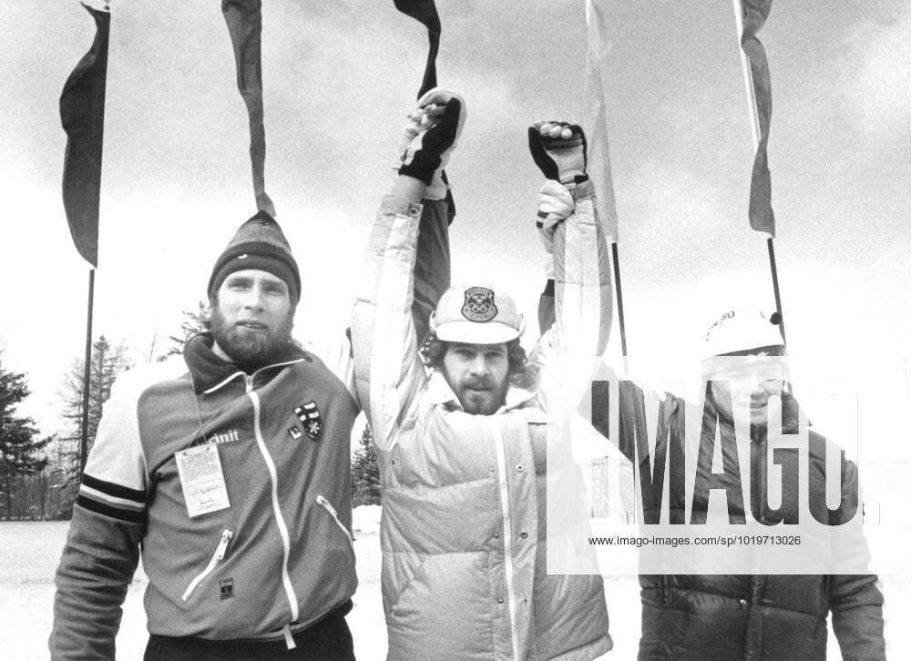 Olympic Games 1980 in Lake Placid Winter Olympics Cross-country skiing men 15 km The winner Thomas Wassberg, cross-country skier Sweden flanked by 2 an Juha Mieto, cross-country skier Finland and t h Ove Aunli, cross-country skier Norway who took bronze, competition action 1980 02 17 c JOHANSSON ROONY Aftonbladet IBL Bildbyra EXPRESSEN OUT AFTONBLADET 5600 Swedish celebrities