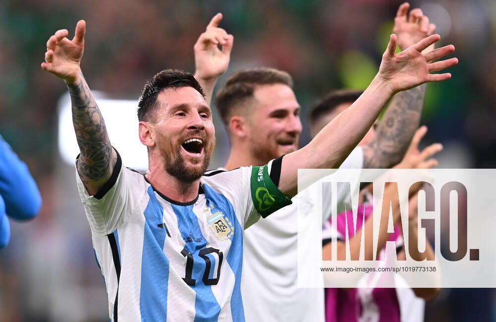 FOOTBALL World Cup 2022 PRE-ROUND ROUND GROUP C Argentina Mexico 26 11 2022 Lionel Messi Argentina cheers after the final whistle