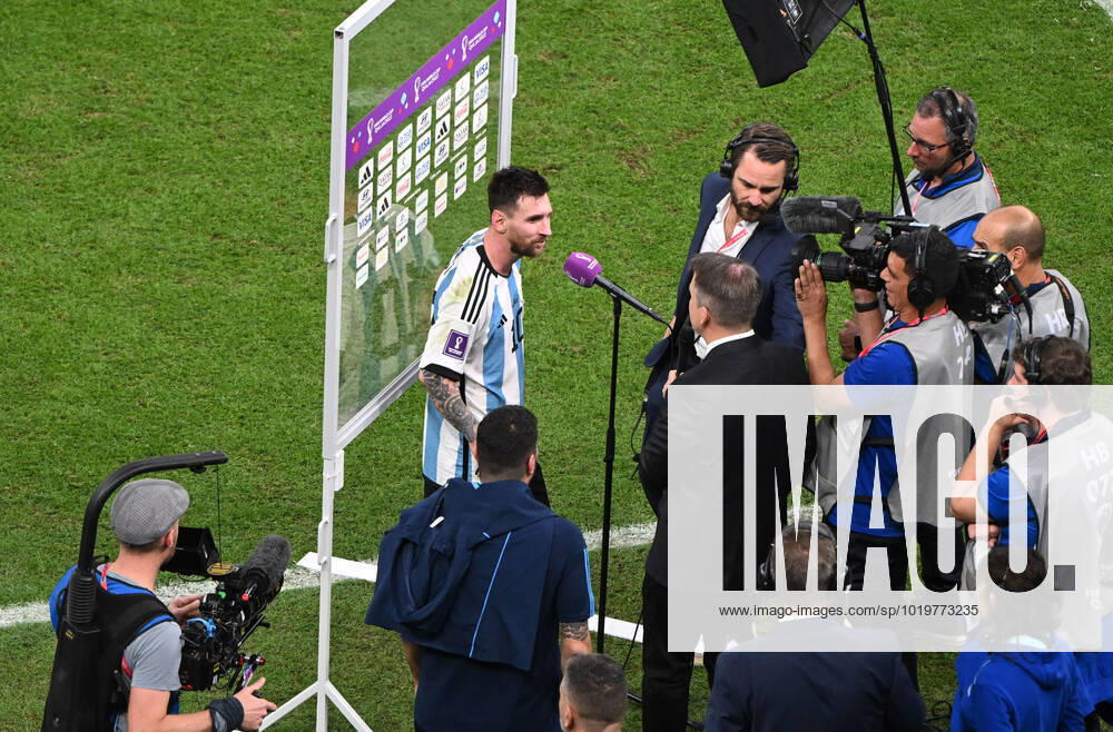 Football, Men, 2022 23 season, World Cup in Qatar, Group C 2 match day , Argentina Mexico at Lusail Iconic Stadium in Lusail, Lionel Messi Argentina interviewed after the match, 26 11 2022,