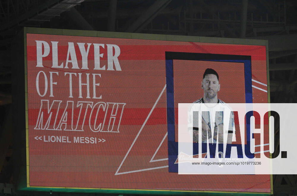 Football, Men, 2022 23 season, World Cup in Qatar, Group C 2 matchday , Argentina Mexico at Lusail Iconic Stadium in Lusail, scoreboard with player of the match Lionel Messi Argentina , 26 11 2022,