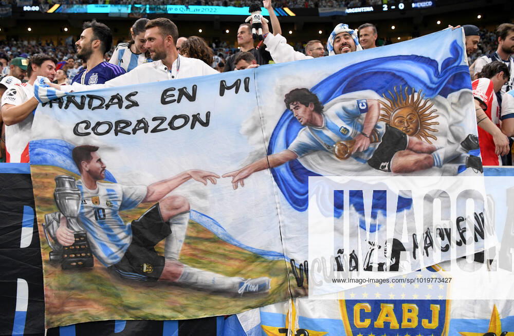 FOOTBALL World Cup 2022 PRE-ROUND GROUP C Argentina Mexico 26 11 2022 Michelangelo to model Lionel Messi and Diego Maradona united in a monumental painting