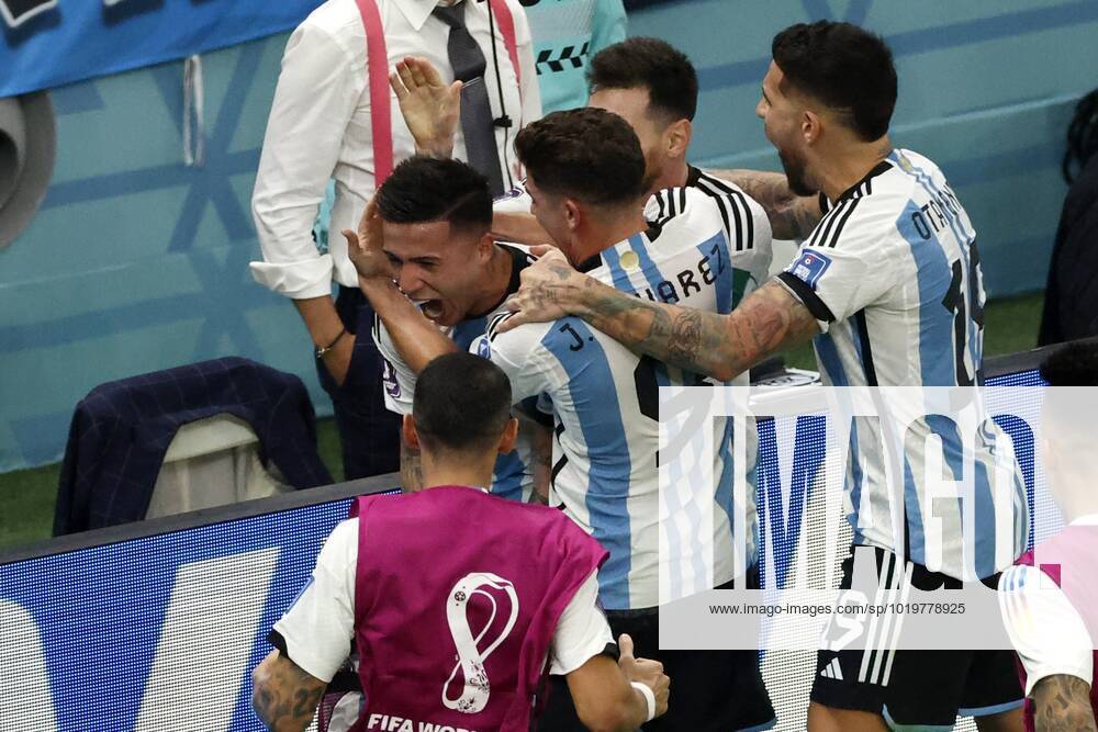 FIFA World Cup, WM, Weltmeisterschaft, Fussball Qatar 2022 Argentina vs Mexico Enzo Fernandez celebrates his goal 2-0 of Argentina during the game Argentina vs Mexican national team, Nationalteam (Mexico), Corresponding to Group C of the FIFA World Cup Qatar 2022, at Lusail Stadium, Lusail, Doha, November 26, 2022. <br><br> Enzo Fernandez celebra su gol 2-0 de Argentina durante el partido Argentina vs Seleccion Nacional Mexicana (Mexico), correspondiente al Grupo C de la Copa Mundial de la FIFA Qatar 2022, en el Estadio Lusail, Lusail, Doha, 26 de noviembre de 2022. LUSAIL DOHA QATAR