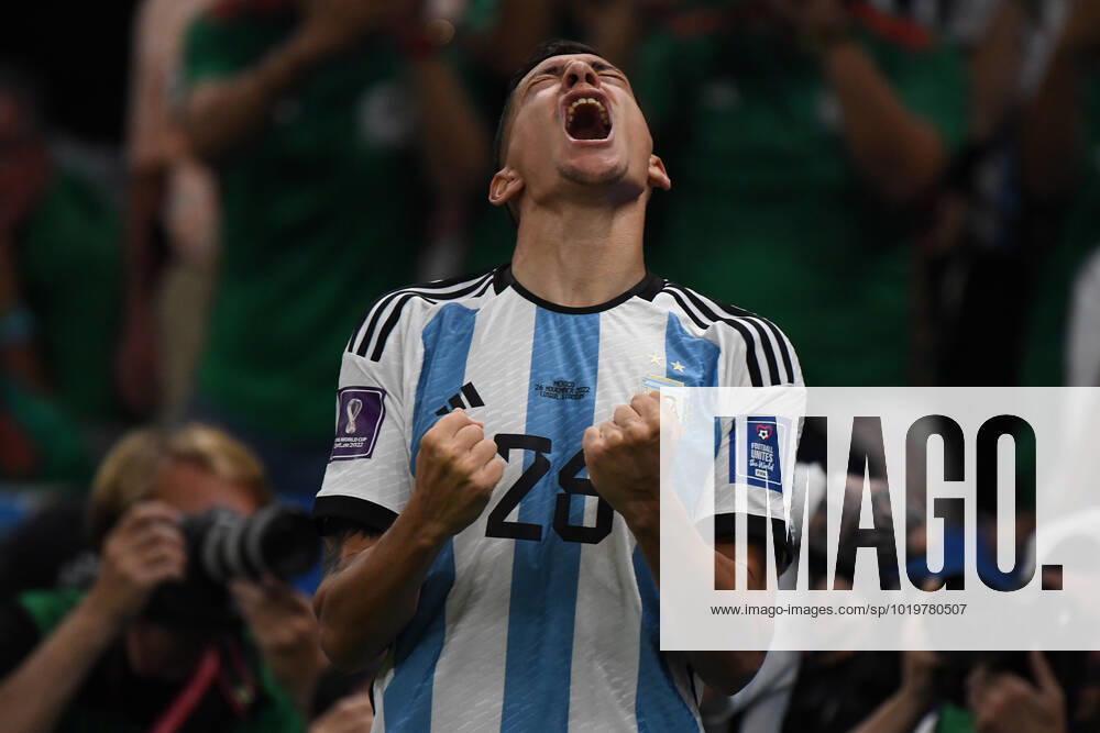 DOHA (QATAR), 11 26 2022 - WORLD CUP ARGENTINA vs MEXICO - Molina celebrates Messi s goal in the Match between the teams of Argentina vs Mexico, for the first phase of the Qatar FIFA World Cup, WM, Weltmeisterschaft, Fussball held at Lusail Stadium , in Doha, this Saturday (26). Photo by Alexandre Brum Ag. frame 31119 (Alexandre Brum Ag. Enquadrar SPP)