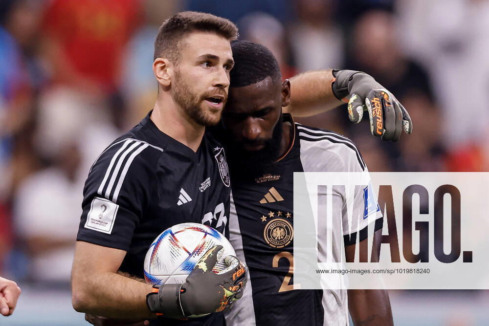 Spain vs germany AL-KHOR, AK - 27.11.2022: SPAIN VS GERMANY - SIMON Unai of Spain and RUEDIGER Antonio of Germany during a match between Spain and Germany, valid for the group stage of the World Cup, held at Al Bayt Stadium in Al-Khor, Qatar. (Photo: Marcelo Machado de Melo Fotoarena) x2300474x MarceloxMachadoxdexMelo
