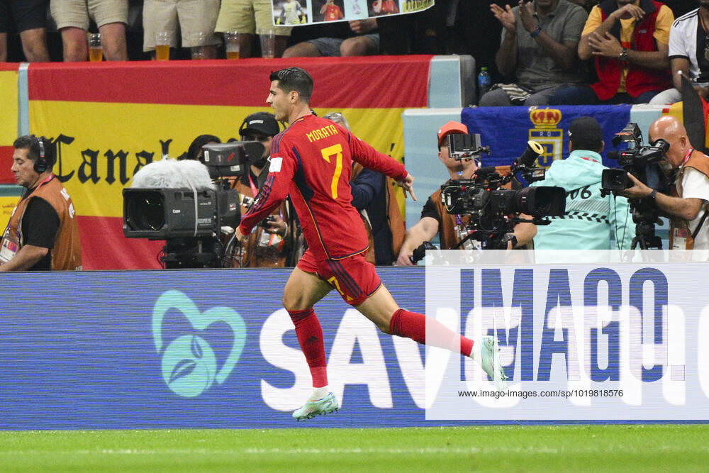 Joie des joueurs de l Espagne apres le but de MORATA Alvaro (ESP) FOOTBALL : Espagne vs Allemagne - Groupe E - coupe du Monde Qatar 2022 - 27 11 2022 JBAutissier Panoramic
