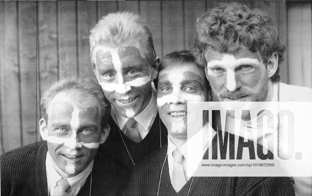 1988 Olympics in Calgary Cross-country skiing Fr v Jan Ottosson, Gunde Svan, Torgny Mogren and Thomas Wassberg, cross-country skiers Sweden made up, face painting yellow bla 1988 02 22 c ANDERSSON URBAN Aftonbladet IBL Bildbyra EXPRESSEN OUT AFTONBLADET 4216 Swedish celebrities