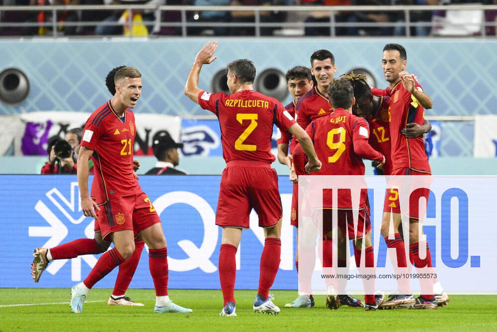 Joie des joueurs de l Espagne apres le but de MORATA Alvaro (ESP) FOOTBALL : Japon vs Espagne - Groupe E - coupe du Monde Qatar 2022 - 01 12 2022 JBAutissier Panoramic