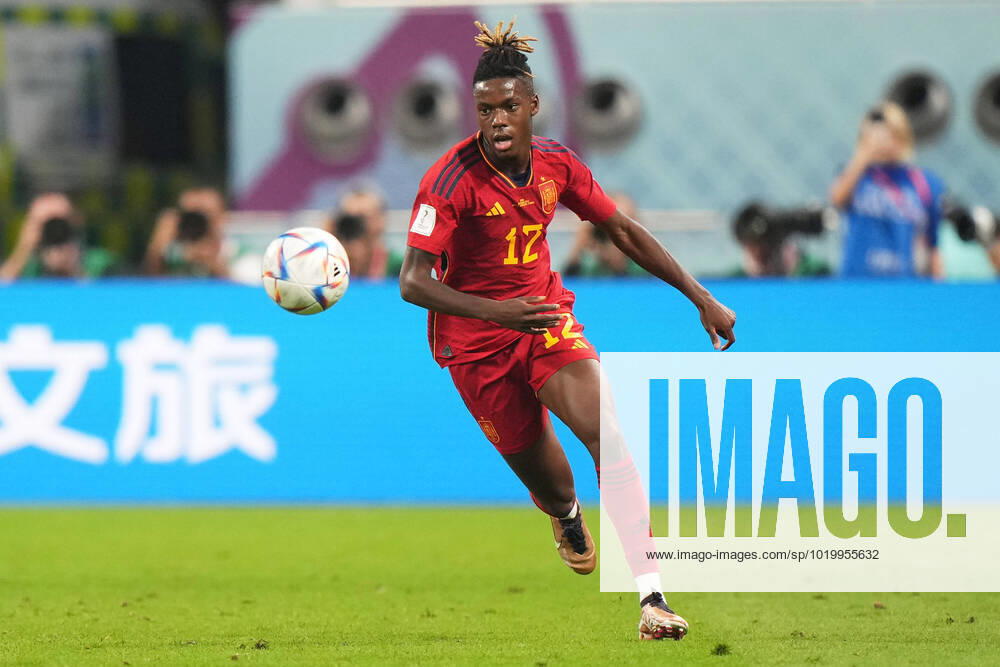 QAT: Japan and Spain. FIFA World Cup, WM, Weltmeisterschaft, Fussball Qatar 2022 Nico Williams of Spain during the FIFA World Cup Qatar 2022 match, Group E, between Japan and Spain played at Khalifa International Stadium on Dec 01, 2022 in Doha, Qatar.