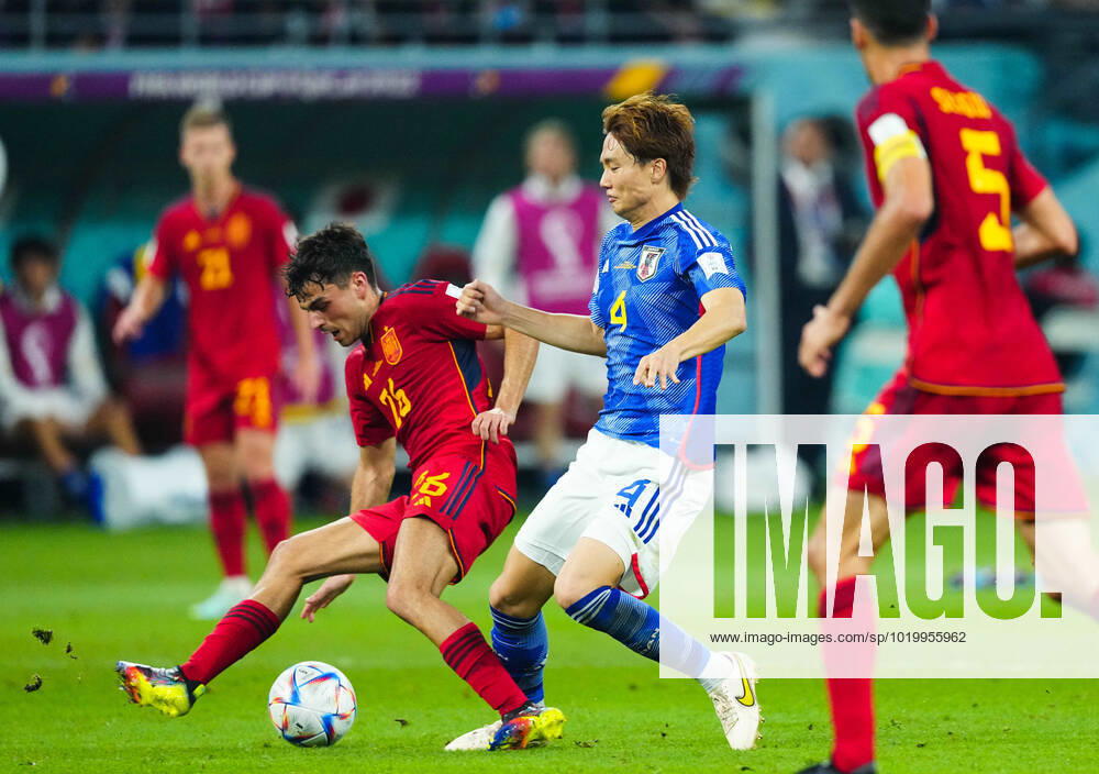 Mandatory Credit: Photo by Javier Garcia Shutterstock (13640384ap) Pedri of Spain is fouled by Ko Itakura of Japan Japan v Spain, FIFA World Cup, WM, Weltmeisterschaft, Fussball 2022, Group E, Football, Khalifa International Stadium, Ar-Rayyan, Qatar - 01 Dec 2022 Editorial Use Only Japan v Spain, FIFA World Cup 2022, Group E, Football, Khalifa International Stadium, Ar-Rayyan, Qatar - 01 Dec 2022 Editorial Use Only