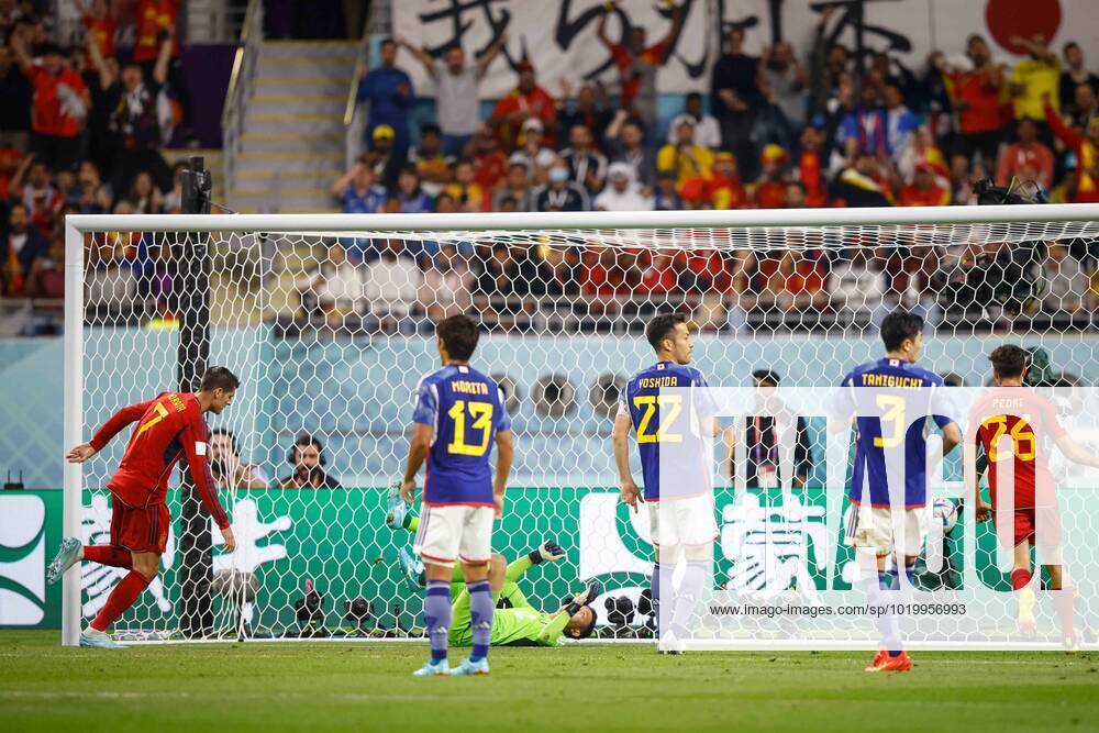 Japan vs spain DOHA, CA - 01.12.2022: JAPAN VS SPAIN - MORATA Alvaro of Spain celebrates his goal during a match between Japan and Spain, valid for the group stage of the World Cup, held at Khalifa International Stadium in Doha, Qatar. (Photo: Rodolfo Buhrer La Imagem Fotoarena) x2303591x RodolfoxBuhrer