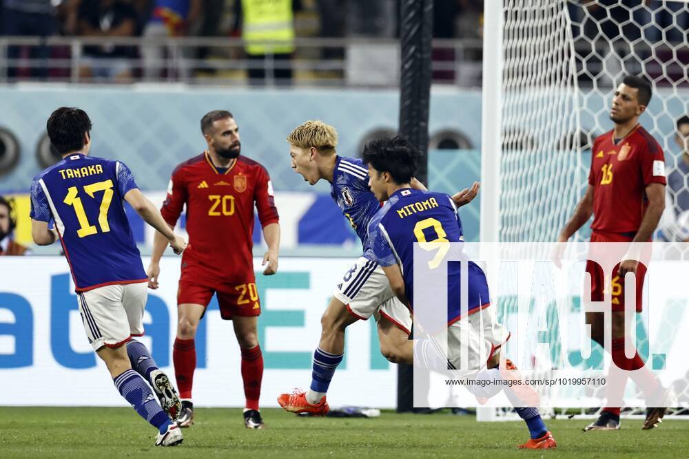 AL RAYYAN Ritsu Doan of Japan celebrates the 1 1 during the FIFA World Cup Qatar 2022 group E match between Japan and Spain at Khalifa International stadium on December 1, 2022 in Ar Rayyan, Qatar AP Dutch Height MAURICE OF STONE FIFA World Cup Qatar 2022 2022 ANPxSportx xMauricexvanxSteenxWKxIVx 458702446 originalFilename: 458702446
