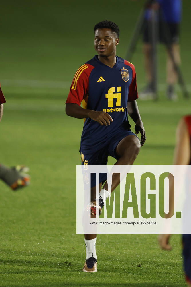 Spain s soccer player, Ansu Fati during a training session at Qatar University, Catar, 2 December 2022. Spain will face Morocco on the upcoming 06 December in a round of 16 match of the Qatar 2022 World Cup. Training session of Spain !ACHTUNG: NUR REDAKTIONELLE NUTZUNG!