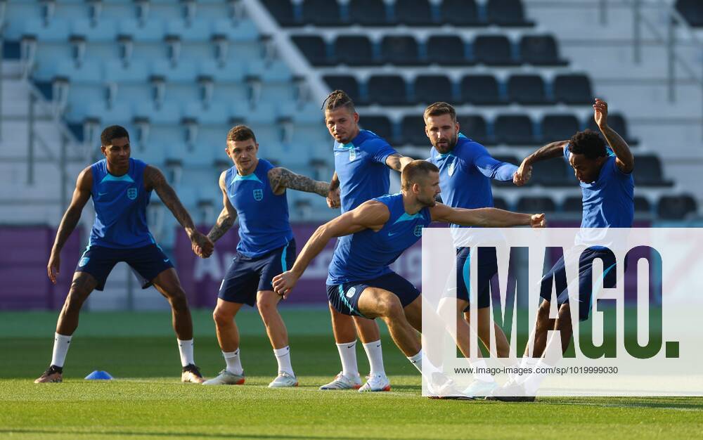 Mandatory Credit: Photo by Kieran McManus Shutterstock (13646879l) Eric Dier of England and Raheem Sterling of England (r) England Training, FIFA World Cup, WM, Weltmeisterschaft, Fussball 2022, Football, Al Wakrah Sports Complex, Al Wakrah, Qatar - 03 Dec 2022 Editorial Use Only England Training, FIFA World Cup 2022, Football, Al Wakrah Sports Complex, Al Wakrah, Qatar - 03 Dec 2022 Editorial Use Only