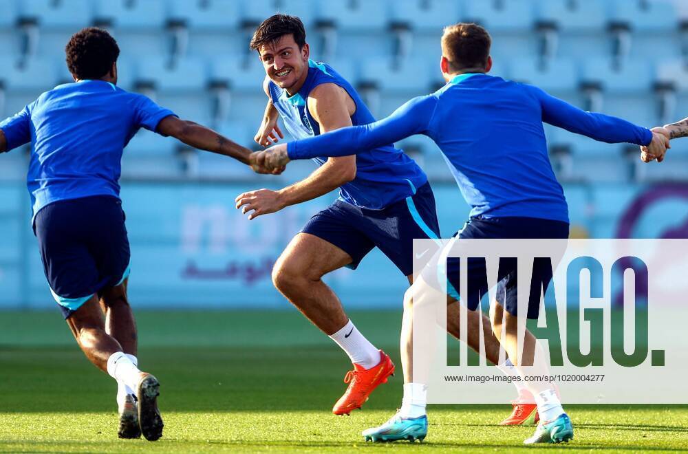 Mandatory Credit: Photo by Kieran McManus Shutterstock (13646879at) Harry Maguire of England is chased by team mates during a game of Kabaddi England Training, FIFA World Cup, WM, Weltmeisterschaft, Fussball 2022, Football, Al Wakrah Sports Complex, Al Wakrah, Qatar - 03 Dec 2022 Editorial Use Only England Training, FIFA World Cup 2022, Football, Al Wakrah Sports Complex, Al Wakrah, Qatar - 03 Dec 2022 Editorial Use Only