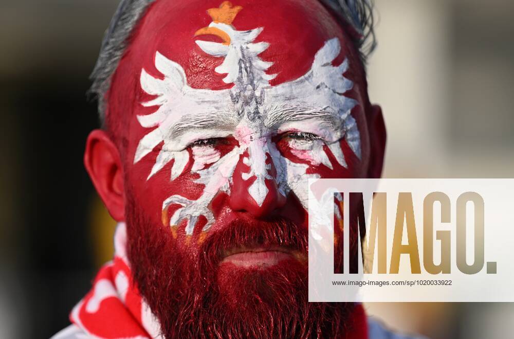 Qatar Soccer World Cup France - Poland 8332939 04.12.2022 A Poland s fan waits for the start of the Qatar 2022 World Cup Round of 16 soccer match between France and Polnad, in Doha, Qatar. Grigory Sysoev Sputnik Doha Qatar