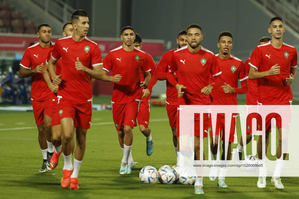 Morocco s players during a training session of the team held at Doha, Qatar, 05 December 2022. Marruecos will face Spain on the upcoming 06 December in a round of 16 soccer match of the Qatar 2022 World Cup. Morocco s training session !ACHTUNG: NUR REDAKTIONELLE NUTZUNG!