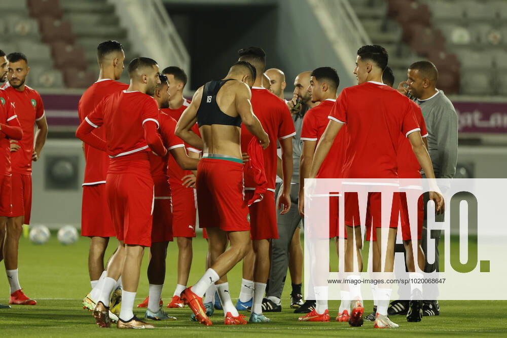 Morocco s players during a training session of the team held at Doha, Qatar, 05 December 2022. Marruecos will face Spain on the upcoming 06 December in a round of 16 soccer match of the Qatar 2022 World Cup. Morocco s training session !ACHTUNG: NUR REDAKTIONELLE NUTZUNG!