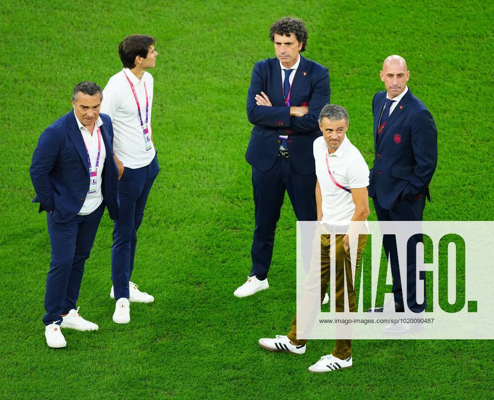 Mandatory Credit: Photo by Javier Garcia Shutterstock (13651659b) Manager Luis Enrique of Spain and Luis Rubiales head of Spanish Football Federation. Morocco v Spain, FIFA World Cup, WM, Weltmeisterschaft, Fussball 2022, Round of 16, Football, Education City Stadium, Doha, Qatar - 06 Dec 2022 Editorial Use Only Morocco v Spain, FIFA World Cup 2022, Round of 16, Football, Education City Stadium, Doha, Qatar - 06 Dec 2022 Editorial Use Only